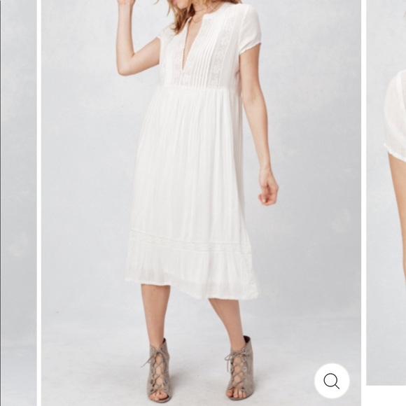 lovestitch Dresses & Skirts - Lovestitch White Embroidered V Neck Midi Dress